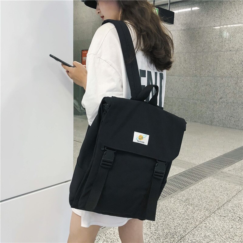 Waterproof Women Nylon Backpacks School Bags For Teenager Girls Student Casual Laptop School Backpacks Travel Book bags Rucksack: Black