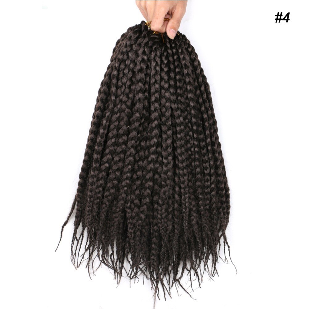 Africa Girl 12" 80g 12Root Kanekalon Crochet Box Braids Synthetic Hair Extensions Pure black bug brown hair for Women: 4