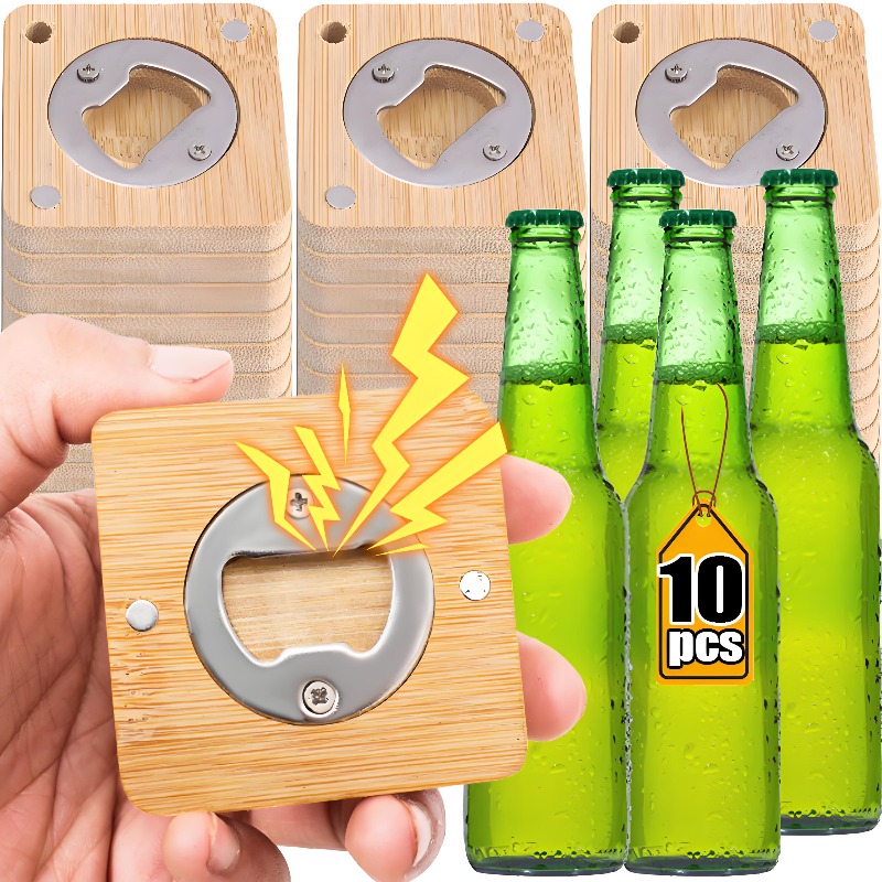 1/10 szt. Okrągłe bambusowe otwieracze robić butelek Przenośny magnes na lodówkę Otwieracz Narzędzie barowe robić domu Kuchnia Barowe upominki Otwieracze robić butelek