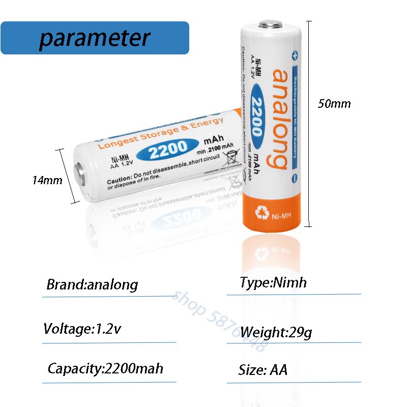 Analong 2A Aa Batterij Oplaadbare 1.2V Aa Batterijen Ni-Mh Vooraf Opgeladen Oplaadbare Batterij Aa Baterias Voor Camera Zaklamp