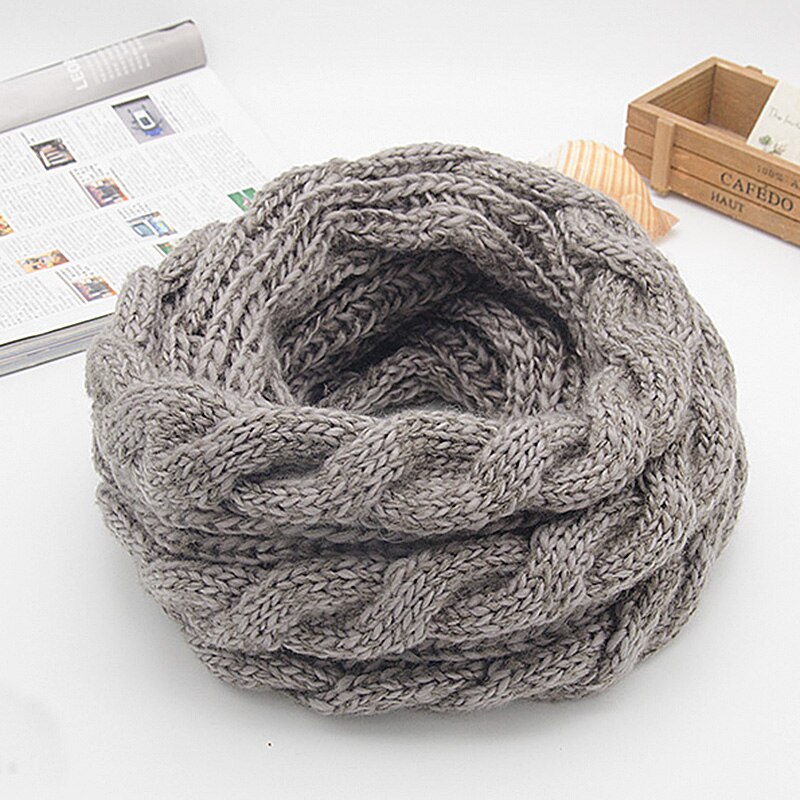 Snood Scarf Thick Knitted Winter Warm Women Ring Scarf Unisex Color Matching Soft Neck Loop Scarfs Circle Top: color3