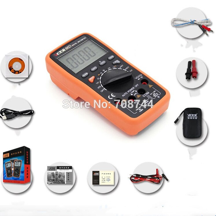 Originele Digitale Multimeter Meter VC86D Victor Multimeter VC30274, Meter met RS232 en USB Jack VICTOR 86D