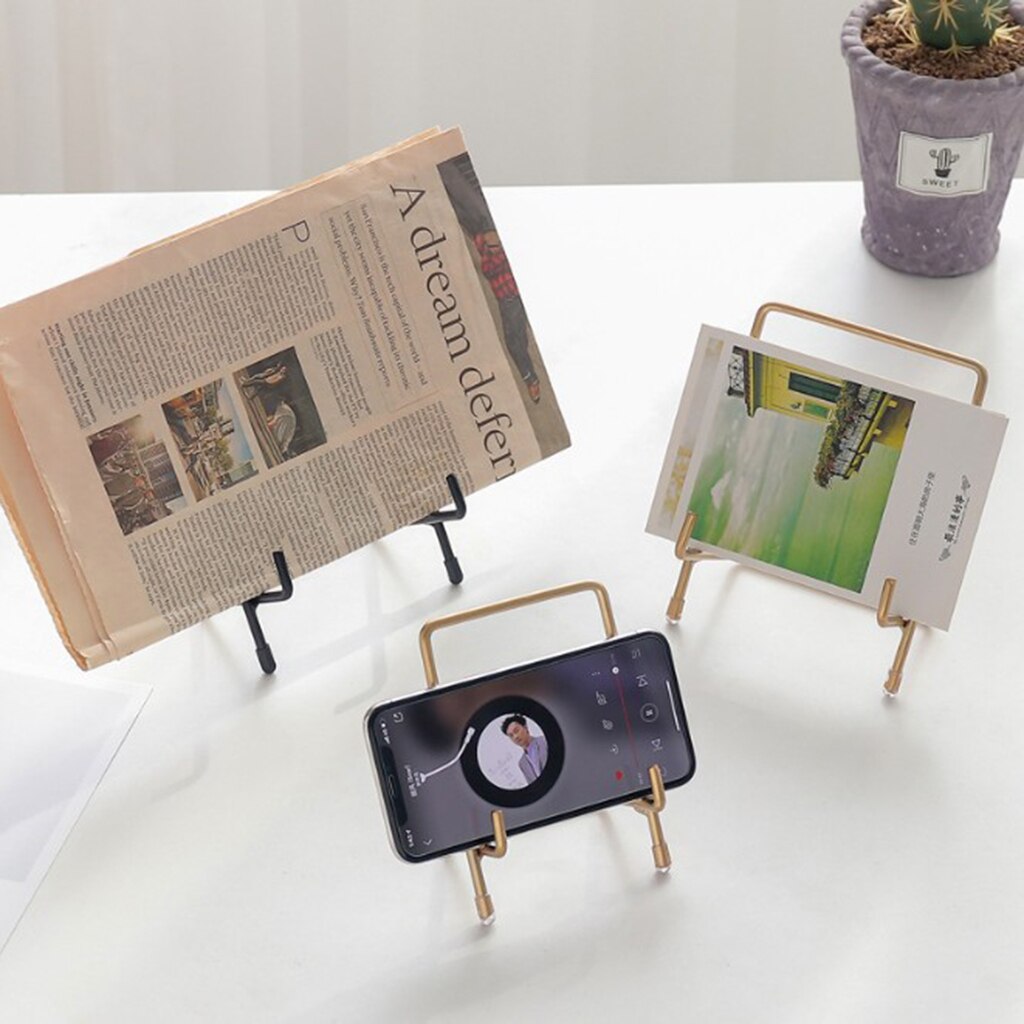 1pcs Desktop Square Iron Essel Plate Display Stand Picture Frame Holder Home RToom School Shop Office Use