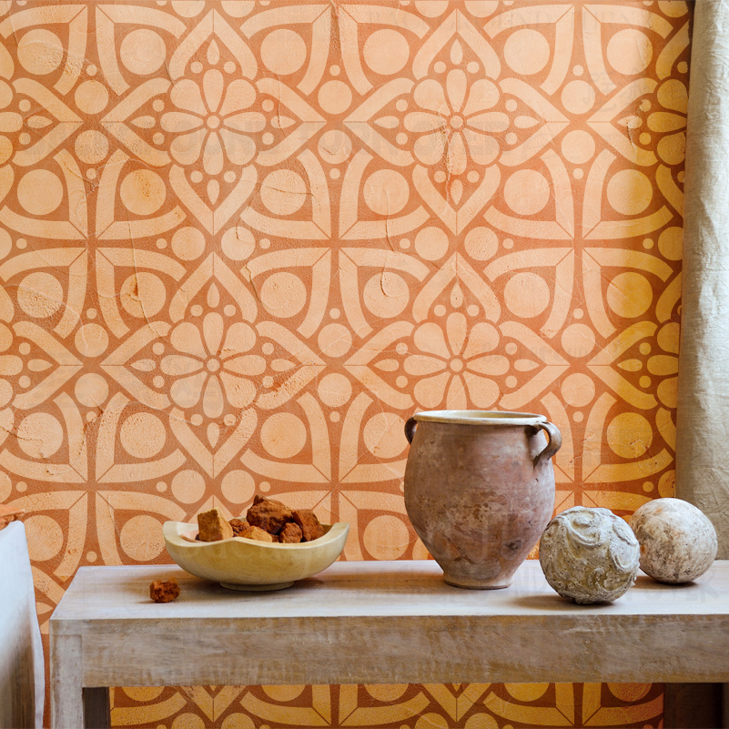 Plantilla de pintura para decoración de pared, plantilla de pintura de muebles de gran tradicional árabe africano antiguo con flores de estilo étnico S216, 40cm - 80cm