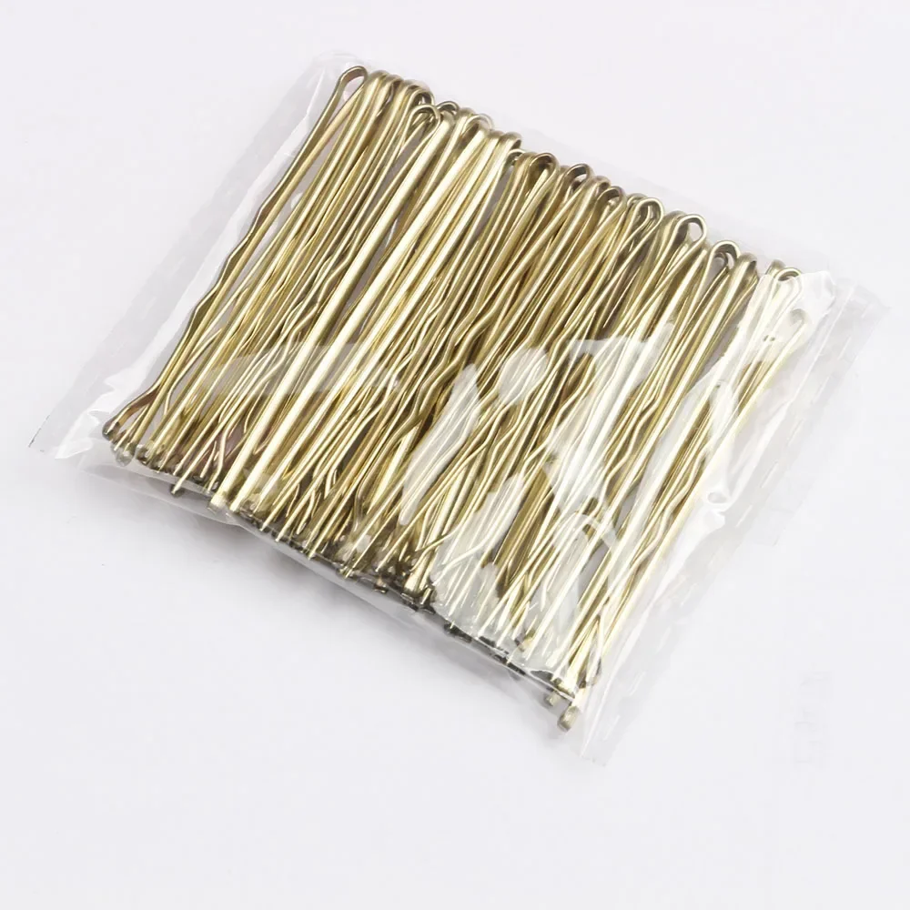 50 Stuks Haar Zwaaide U-Vormige Bobby Pin Barrette Salon Grip Clip Haarspelden Black Metal Haaraccessoires Voor Bun: Goud
