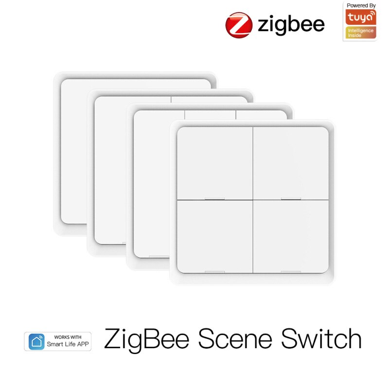 Tuya-interruptor inteligente zigbee sem fio, adesivo, painel de 4 vias, controle por aplicativo, casa inteligente, sem fio, com gateway zigbee: 01