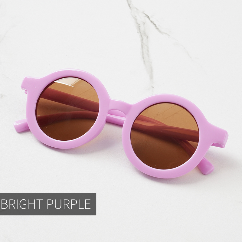 Baby sunglasses matte children's sunglasses trendy round frame retro mocha colored glasses anti purple line: Beige