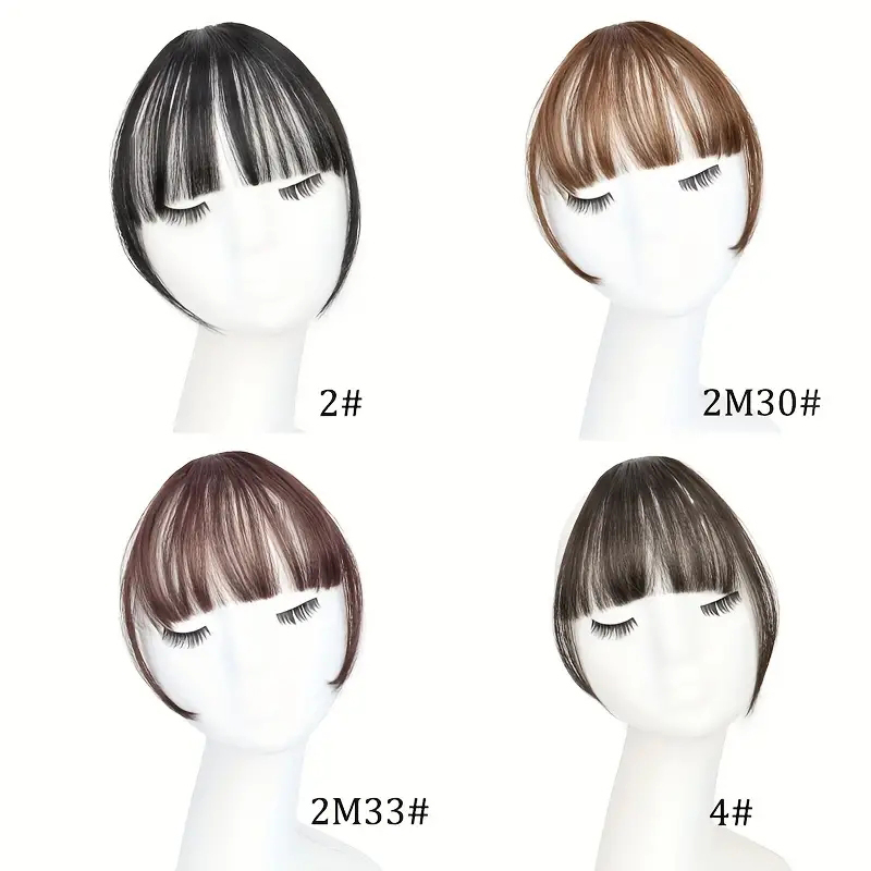 Clip In Bangs for Women Synthetic Straight Hairpiece with Sideburns Versatile Air Fringe Accessory