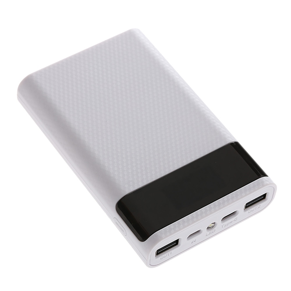 doppio Usb di Tipo C Accumulatori E Caricabatterie di Riserva Caso Fai da Te 4X18650 Del Telefono mobile 15000 Mah Batteria di Caso di Immagazzinaggio Scatola con accorto portato Schermo Senza Batteria: bianca