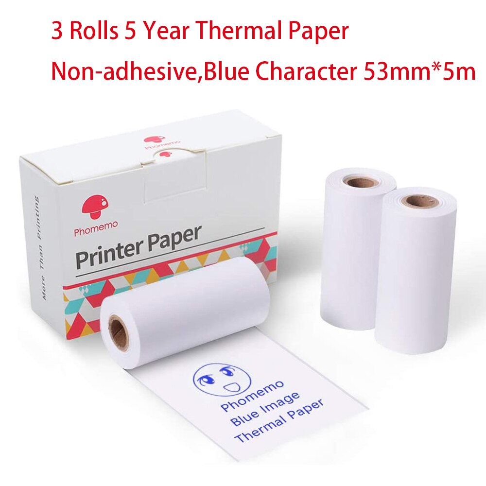 Phomemo Druckbare Aufkleber Foto Papier Selbst Klebe transparent Thermische Drucker Papel Rolle für Phomemo M02/M02S/M02Profi Drucker: Blau nicht-Klebstoff