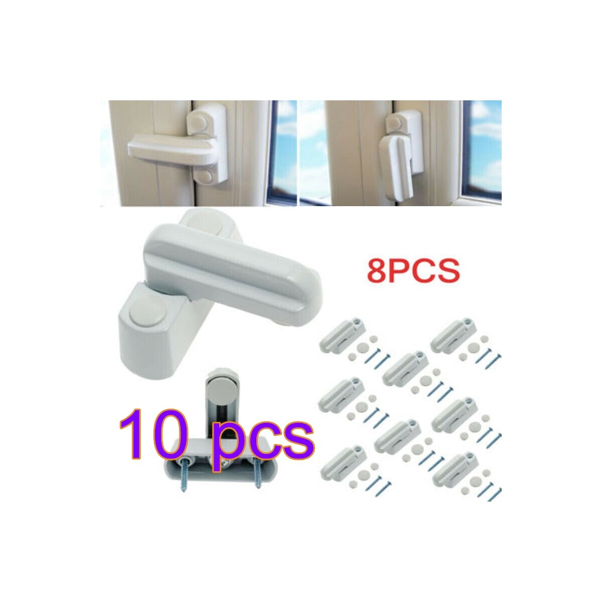 Alloy T-Lock Sash Jammer Aluminum Alloy Security Locks Blocker For Doors Windows Door Sash Lock Sash Doors Windows: 10pcs