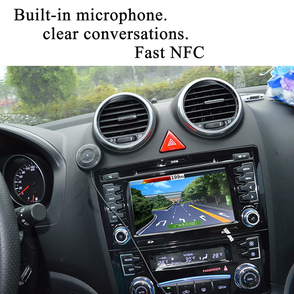 Kit de téléphone portable stéréo pour voiture, mains libres, Bluetooth , NFC, Kit AUX, musique, avec chargeur double USB 2.1A, offre spéciale 3.5 4.0mm