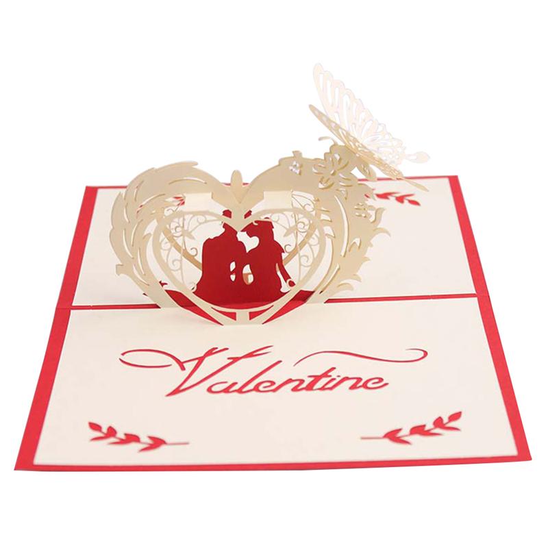 1 st Handgemaakte 3D Pop Up Wenskaarten met Envelop voor Verjaardag Koppels Valentijnsdag Liefhebbers Anniversary