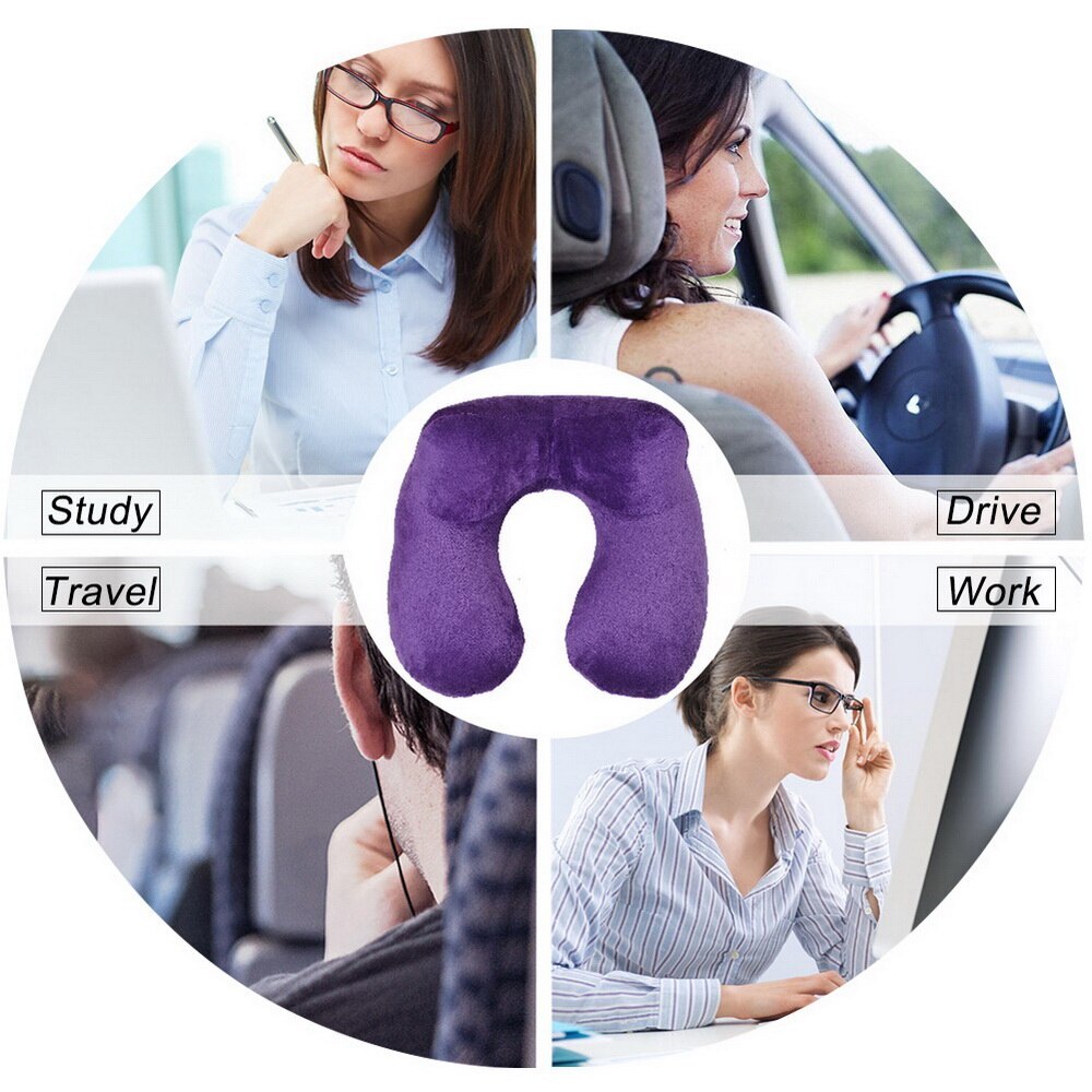 Inflatable U-shaped Pillows Travel Slow Rebound Portable Neckrest Travel Folding Memory Foam Train Airplane Outdoor Pillow