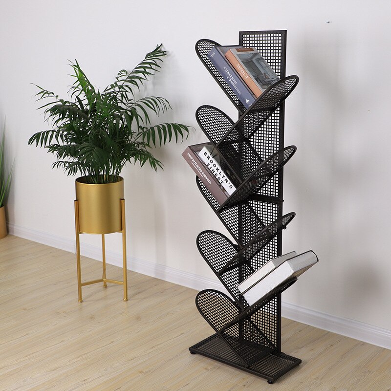 Wrought Iron Tree-shaped Bookshelf Multi-layer Floor Bookcase For Living Room Study Office Simple Bookshelf