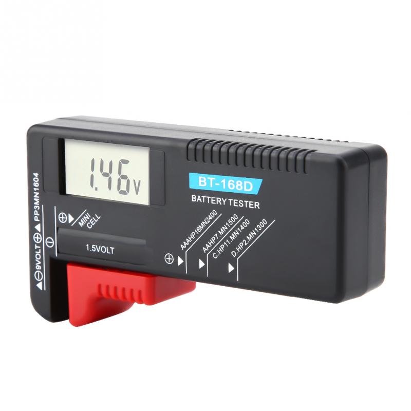 Bt -168d batterijtester universele digitale lcd aa/aaa/c/d /9v/1.5v knoopcel batterij volt tester