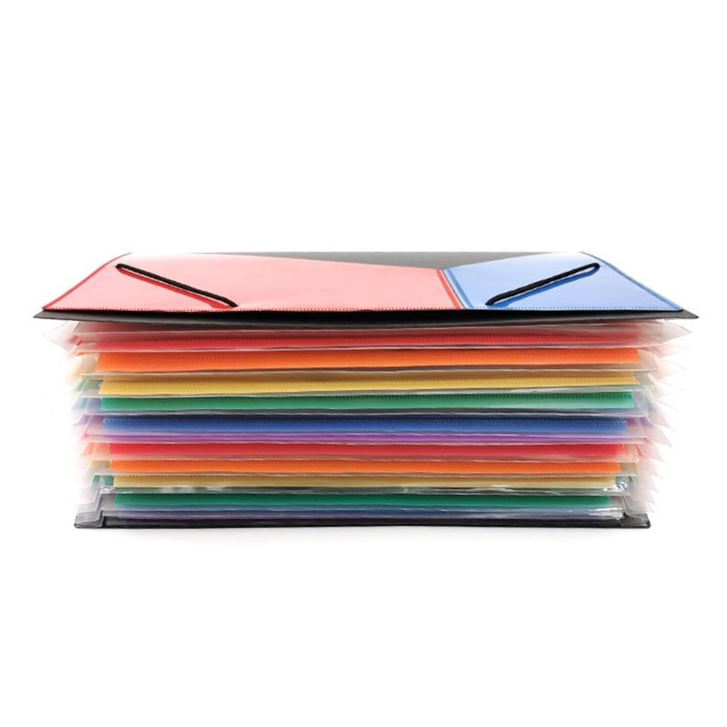 A4 Expanding Multi-layer File Folder Document Organizer 13 Pockets Accordion Bag for Documents Office Supplies