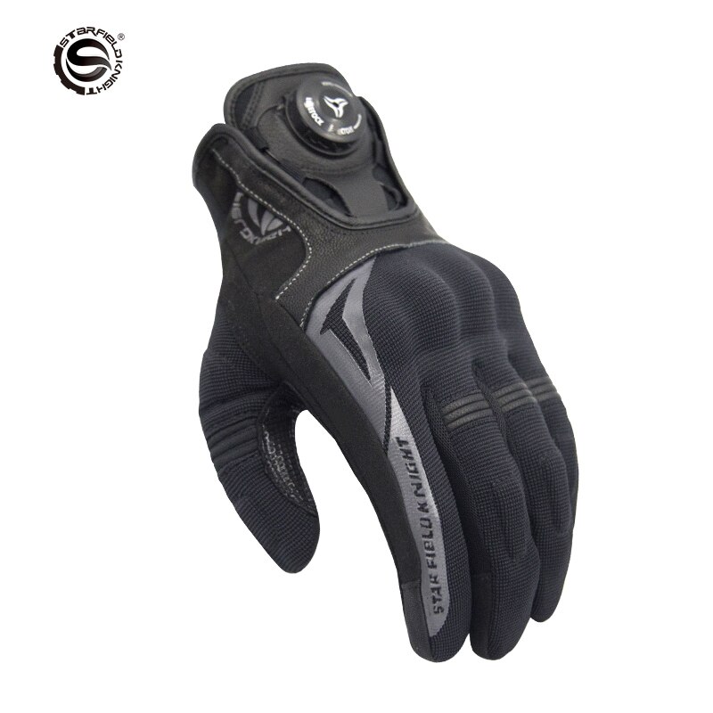 SKF guantes más nuevos guantes de moto Agujero de respiración de verano guantes de montar para hombre con botón de rotación de pantalla táctil guantes de protección para mujer: Black / M