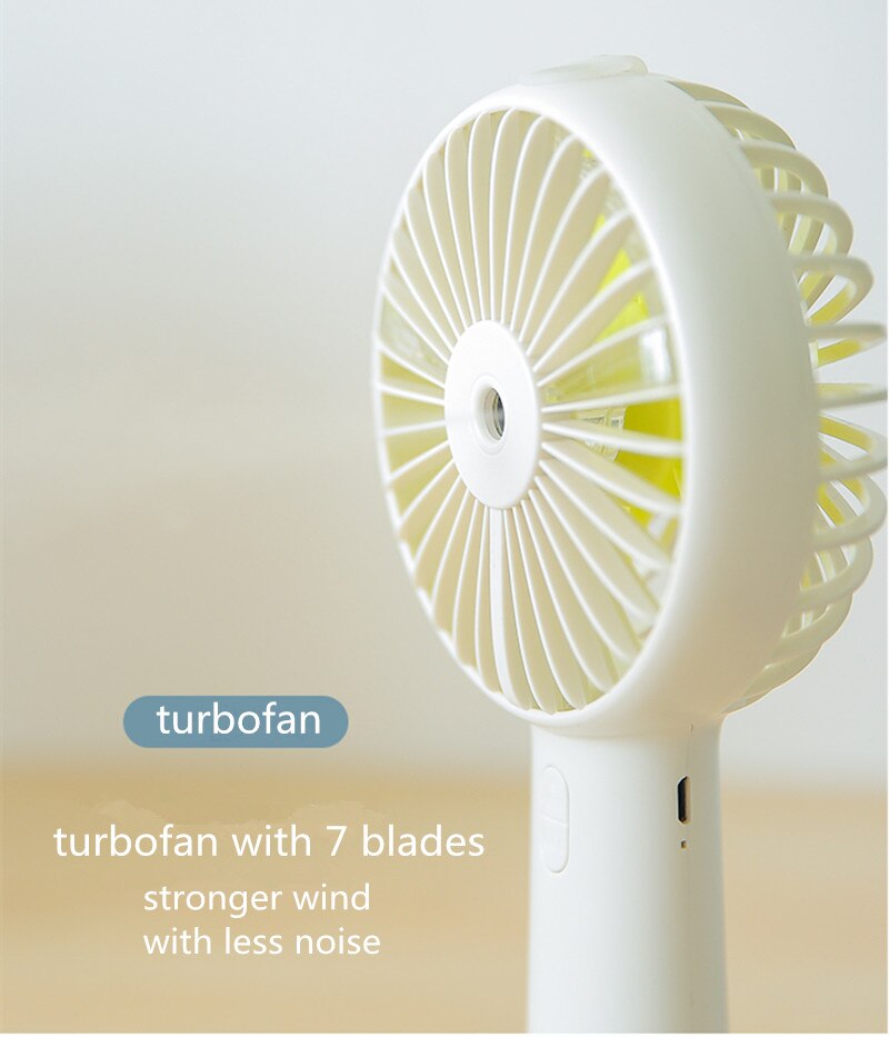 Draagbare waternevelventilator op batterijen, elektrisch, oplaadbaar via usb, draagbare mini-ventilator, koel-airconditioner, luchtbevochtiger voor buiten.