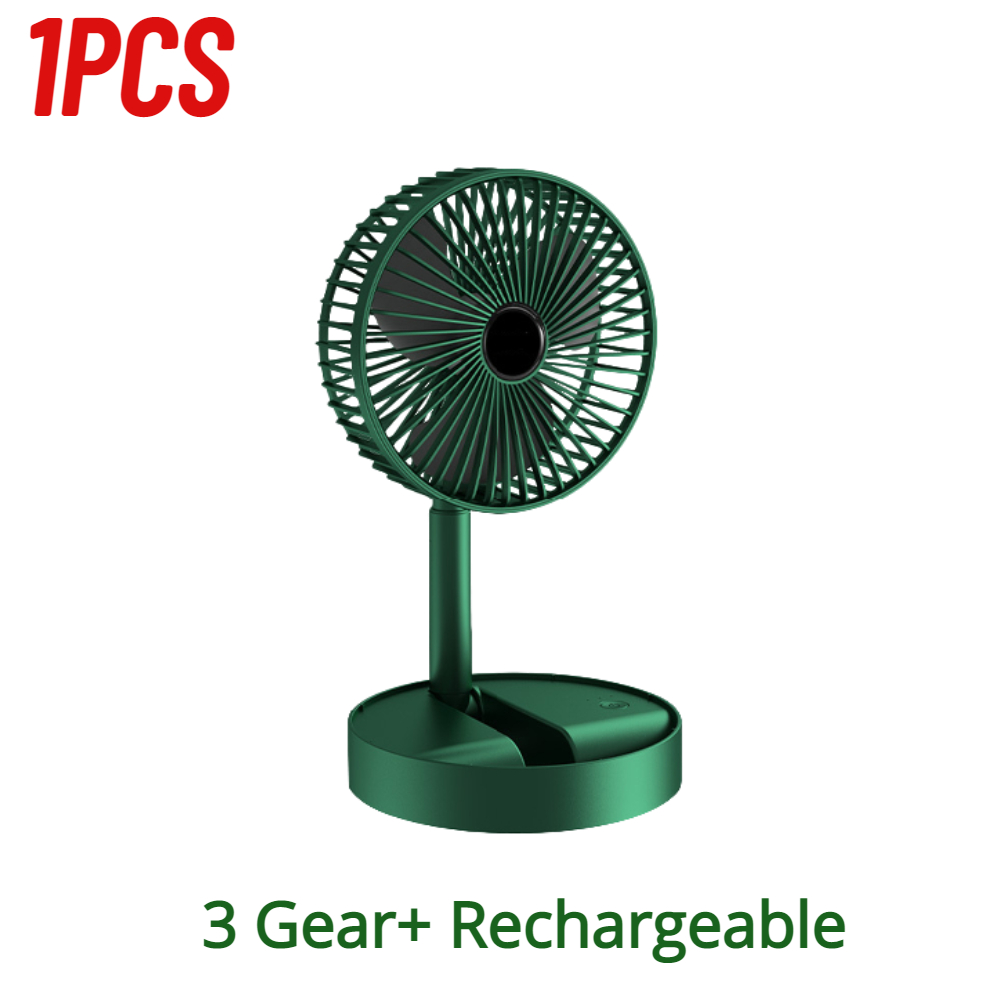Ventilador plegable USB de 1-3 piezas, ventilador de escritorio de altura ajustable, portátil, telescópico, soporte de suelo, 2000mAh, 3 velocidades, circuladores de aire de verano: Rojo