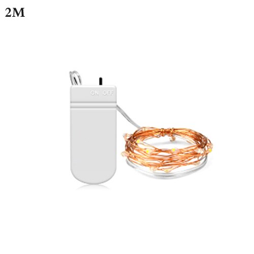 2M 3M 5M 10M Led Verlichting Ketting Koperdraad Usb Of Batterij Aangedreven Led String Licht fairy Licht Voor Kerstverlichting Wedding Party: 2M by CR2032 Battery / Warm white