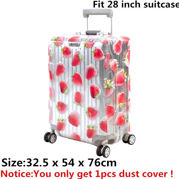 Couverture de poussière imperméable transparente de fraise 20-28 pouces couverture de protection de bagage de PVC accessoires de valise de voyage approvisionnement en produits: XXL strawberry