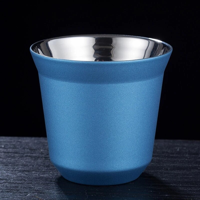 304 Double-layer Coffee Cup Mug Stainless Steel Wine Beer Cups Insulation Anti-scalding Drinking Table Coffee Tea Cup 80ML
