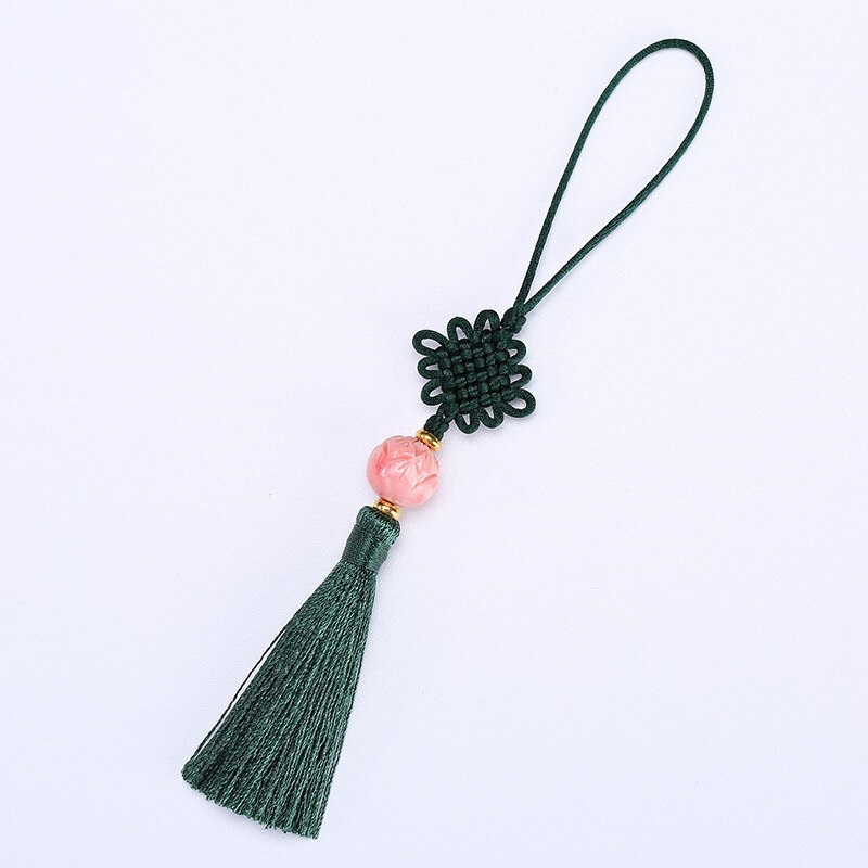 Cuentas de flor de loto de , 2 piezas, nudos chinos, borlas, joyería artesanal, bolsa de cortina, accesorios decorativos, borlas artesanales: Dark green