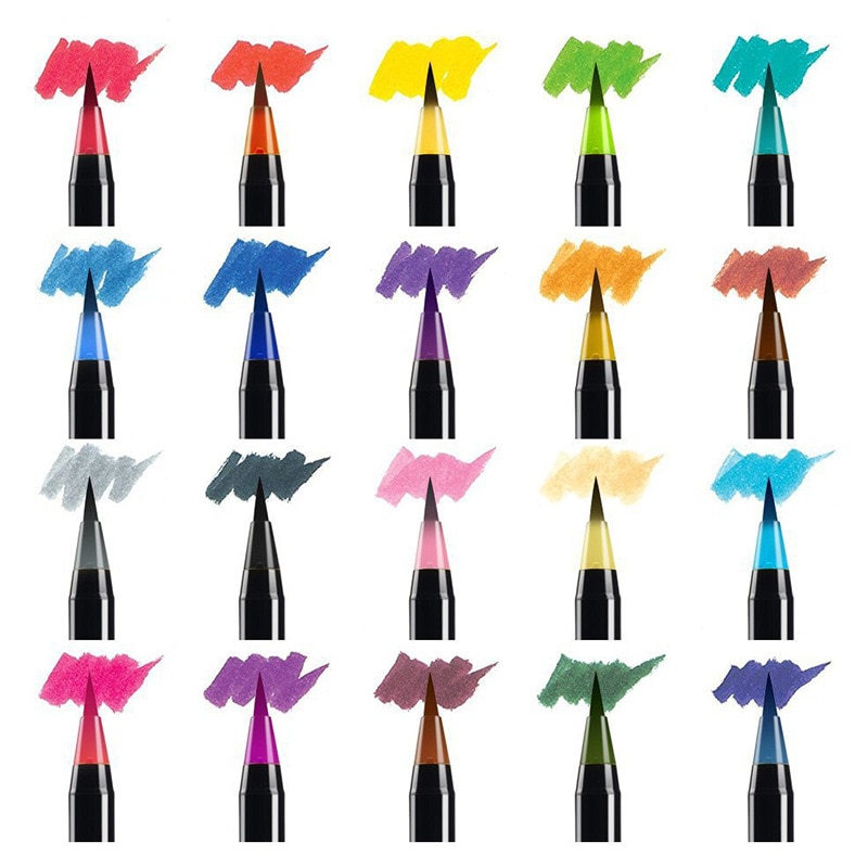20 kleur Aquarel Borstel Schilderen Kleur Potlood Mark Pen Voor Schilderen Leveringen Art Set Zachte Pastel Borstel Fine Liner Pennen