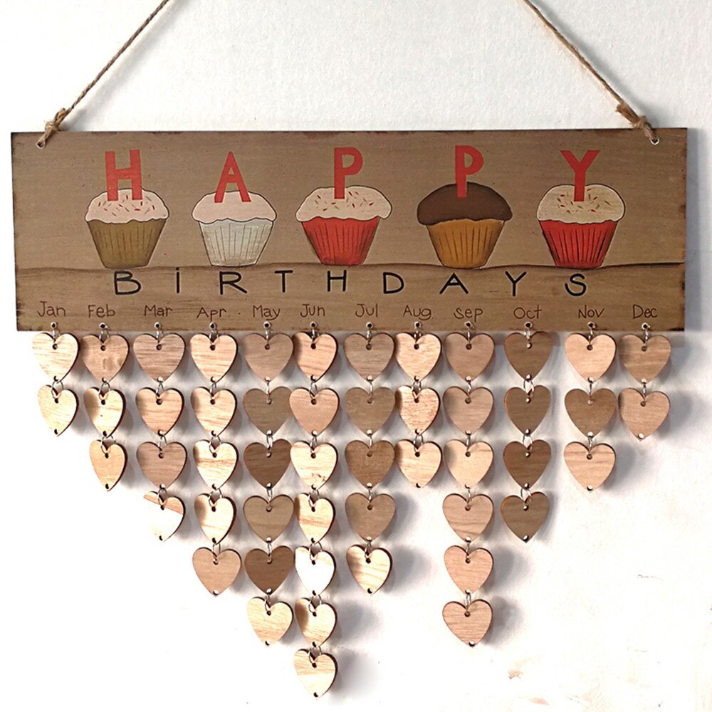 Kerst Verjaardag Speciale Dagen Herinnering Board Thuis Opknoping Decor Houten Kalender Boord Opknoping Ornament Jaar Decoratie: 15