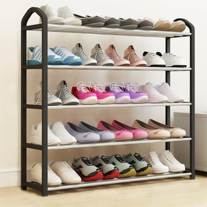 3 etagers moderne skohylde skobøjler solid room organizer sko hylde multifunktionel soveværelse opbevaring husstand sort