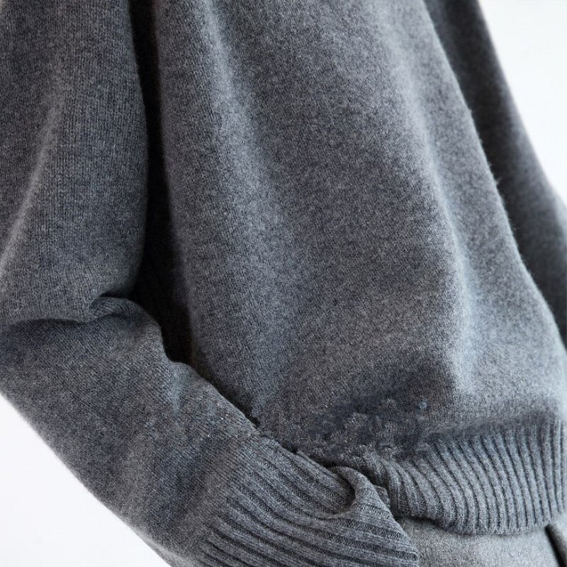 Winter Cashmere Wool Women Warm Solid Sweaters Casual Full Sleeve Turtleneck Loose Pullovers Computer Knitt