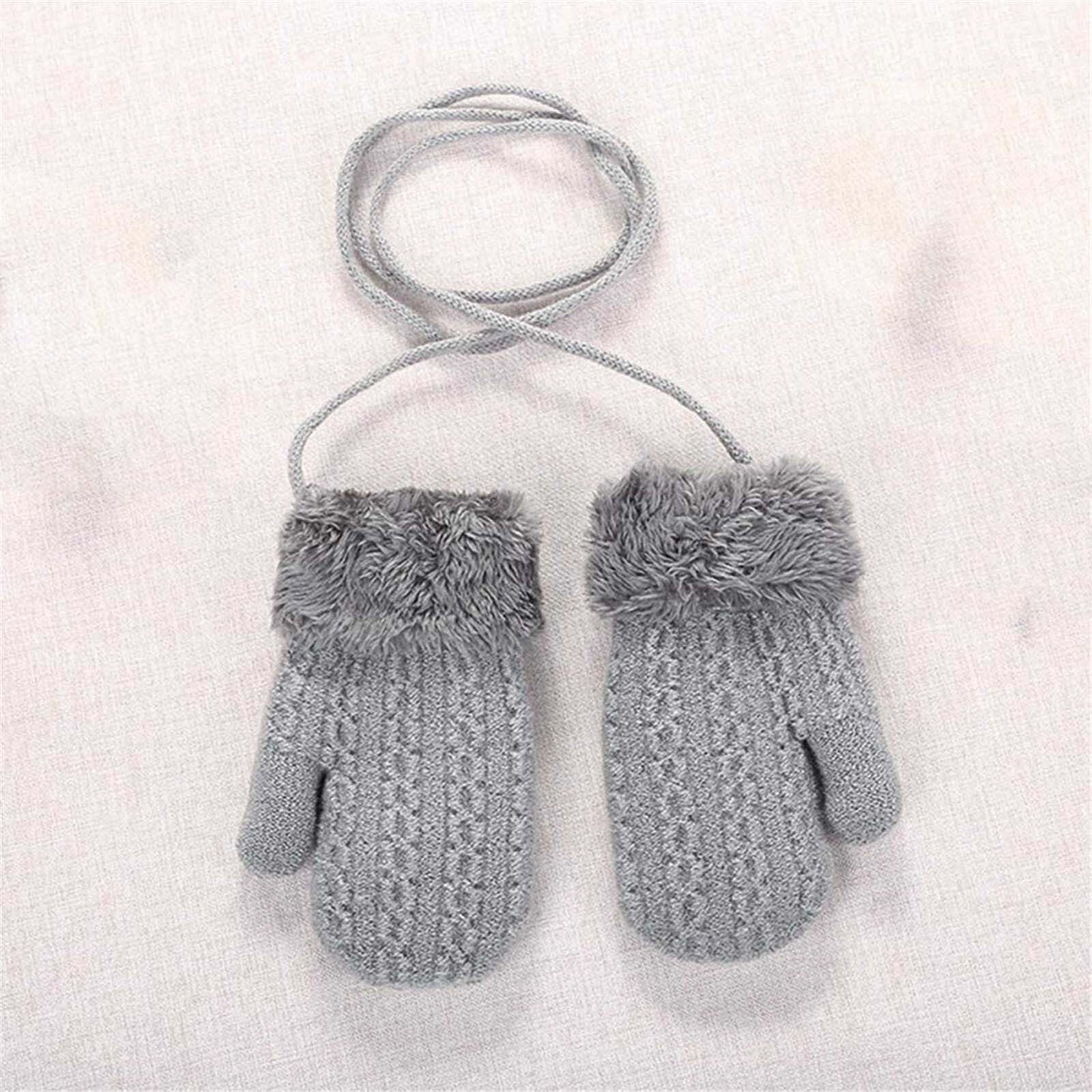 Winter Winddicht Plus Fluwelen Wanten Kinderen Kids Dubbele Laag Zachte Comfortabele Warm Volledige Vinger Handschoenen Voor 1-4 Jaar oude # P4