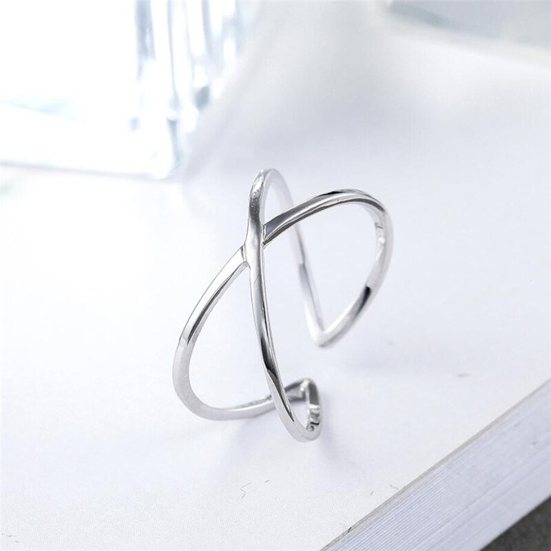 Anillo de Plata de Ley 925 con de Cruz para mujer, sortija de apertura de tamaño variable, , versátil