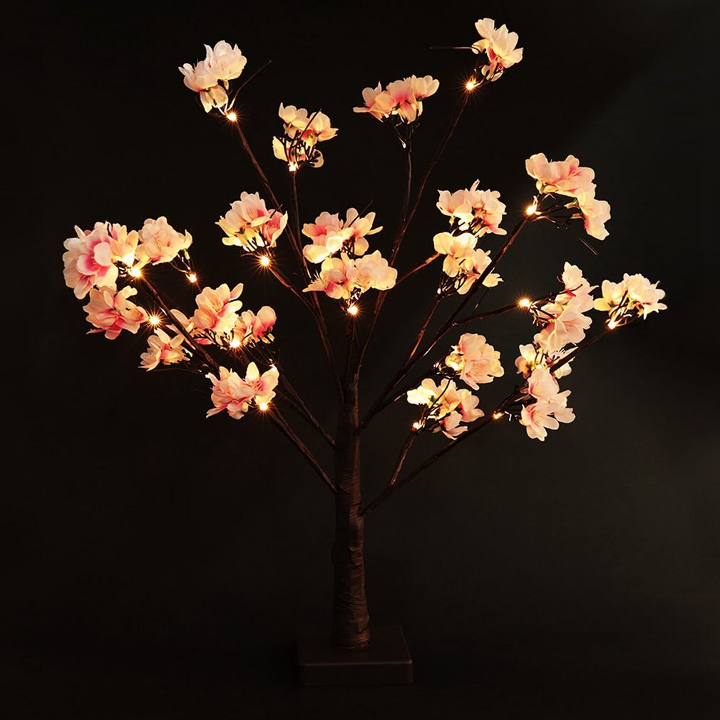 24led Pink Cherry Tree Light LED Garden Landscape Decoration Lamp Indoor Battery Light Cherry Flower Tree Light