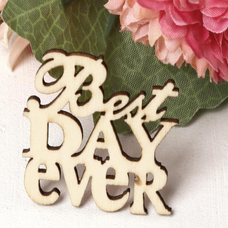 15 stk/sett diy vintage best day ever wood diy rustikk bryllup bord ornament festival festdekorasjon