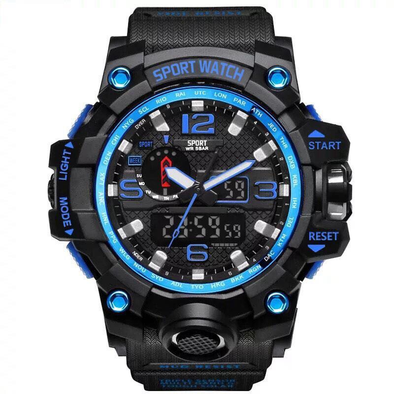 Reloj Flexible, novedad de , a la , para coche, espejo, Visor antilluvia, protector de nieve, para hombre, amortiguador deportivo, relojes de estilo G para exteriores: Azul
