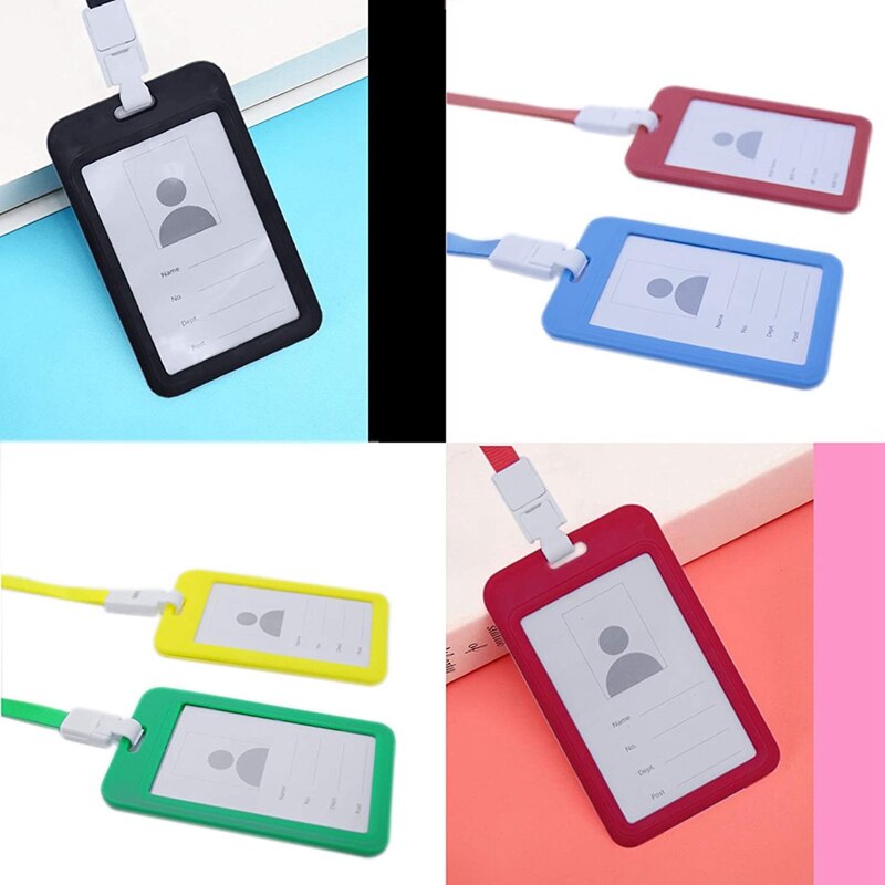 10Pc ID Holder with Neck Lanyard Strap ID Badge Holder Clear Waterproof ID Card Holder with 1 Credit Card Slot