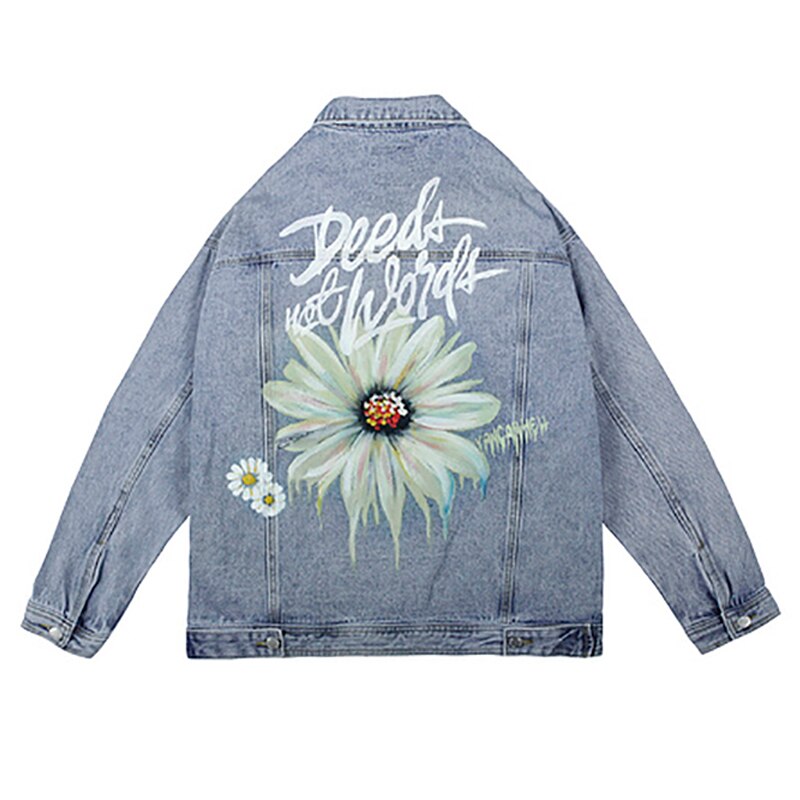 Mens Hand Geschilderd Graffiti Denim Jassen Streetwear Hiphop Herfst Mannen Vintage Punk Rock Mannelijke Knop Oversize Man Jas Tops