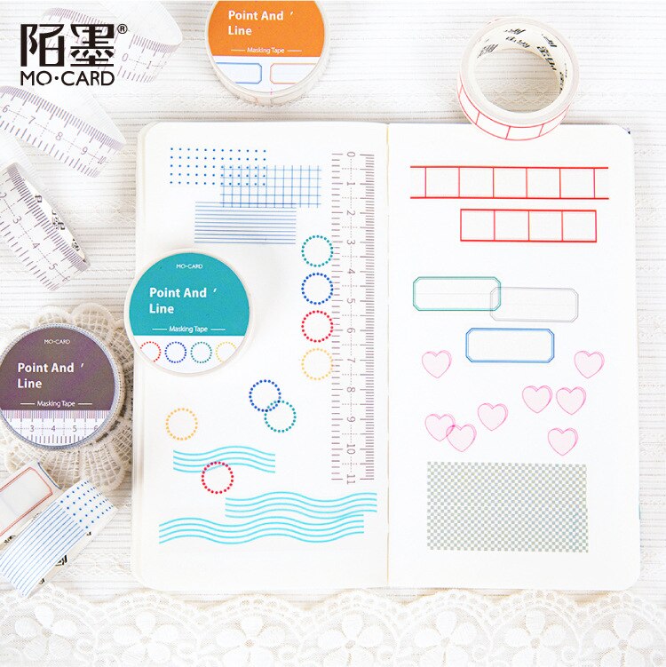 15mm*3M Fresh Simple Grid Lines Sulphuric Acid Paper Washi Tape Scrapbooking DIY Masking Tape Decorative Sticker School Office