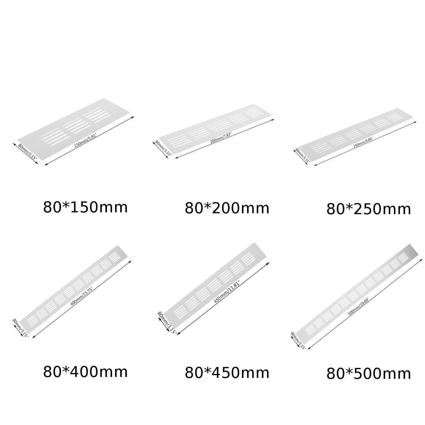 Lüftungsschlitze Lochblech Aluminium Legierung Metall Luft entlüften Lamellen Grill Abdeckung Belüftung Gitter 225mm * 80mm