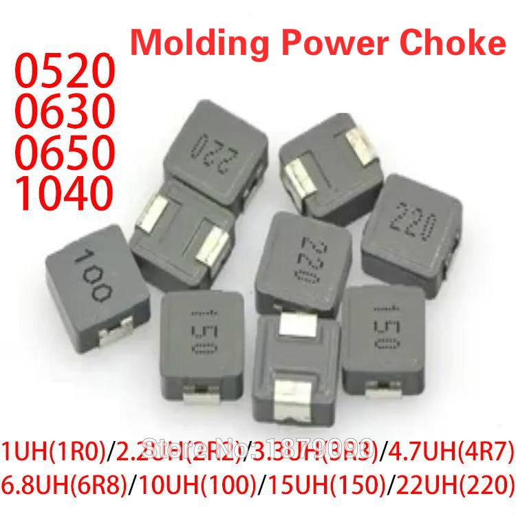 10pcs 0650 Molding Power Choke SMD Power Inductor 1uH=1R0M=1R0 10uH=100M=100 22uH=220M 33uH 47uH 68UH 6*7*5MM