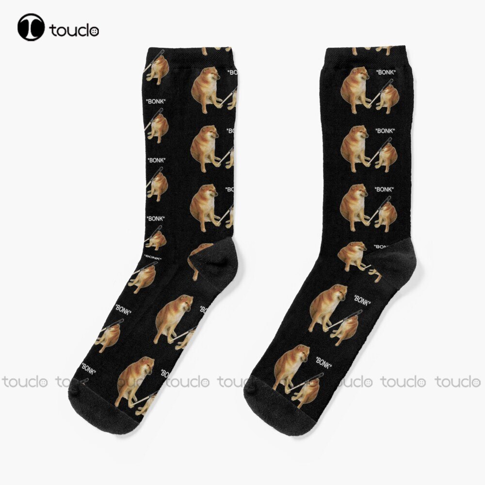 Bonk Meme Dog Go To Horny Jail Doge Cheems Bonk Dog Socks Cotton Socks For Men Christmas Year 360° Digital Print: 3