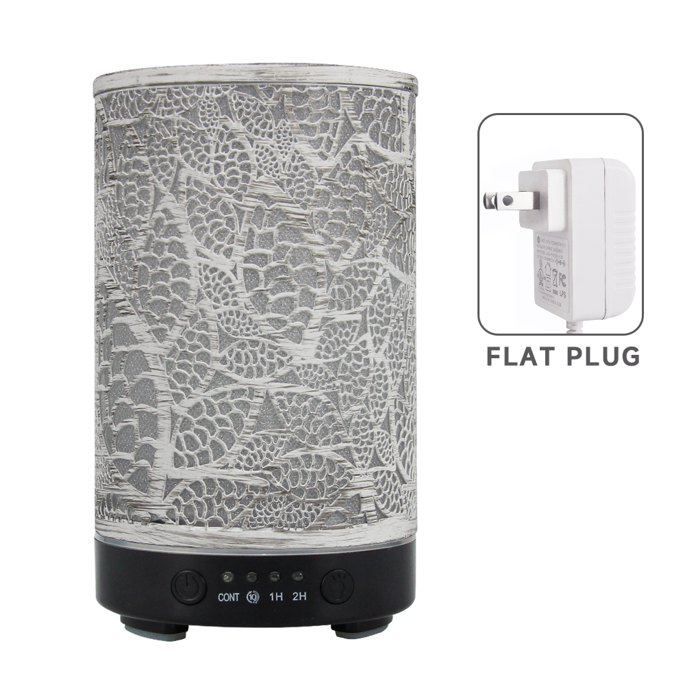 100 ml Diffusor für ätherische Öle, hohles Blatt, Ultraschall-Luftbefeuchter, Heimduft-Aroma-Diffusor mit 7 LED-Farbwechsellicht: Licht Gelb