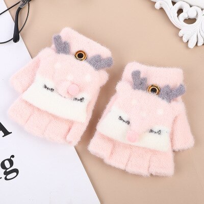 Winter Handschuhe freundlicher Finger Handschuhe Nette Karikatur Ebene Mitttens für freundlicher Baby Jungen Mädchen Winter Handschuhe für Weihnachten: rosa