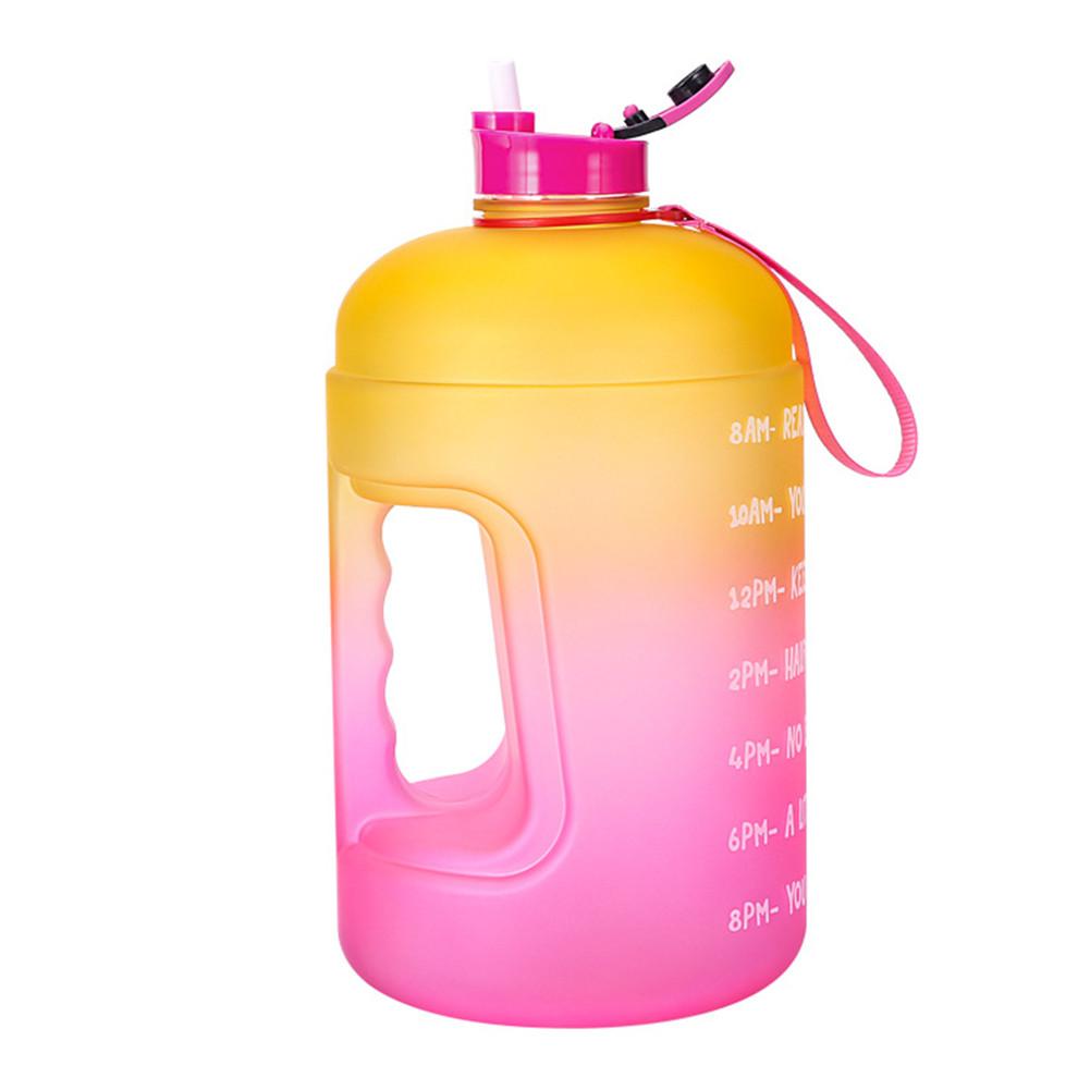 1 gallone/3.78L Portatile Bottiglia di Acqua di sport con Paglia Motivazionale tempo Marcatore a prova di Perdite PETG per Il fitness Manubri Acqua tazza: 02