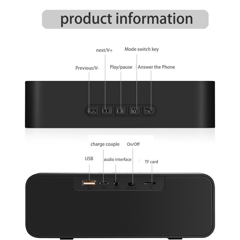 Haut-parleur Bluetooth de table Portable ABS HiFi stéréo boîte de son basse haut-parleur mains libres appel USB haut-parleurs de basse soutien TF USB
