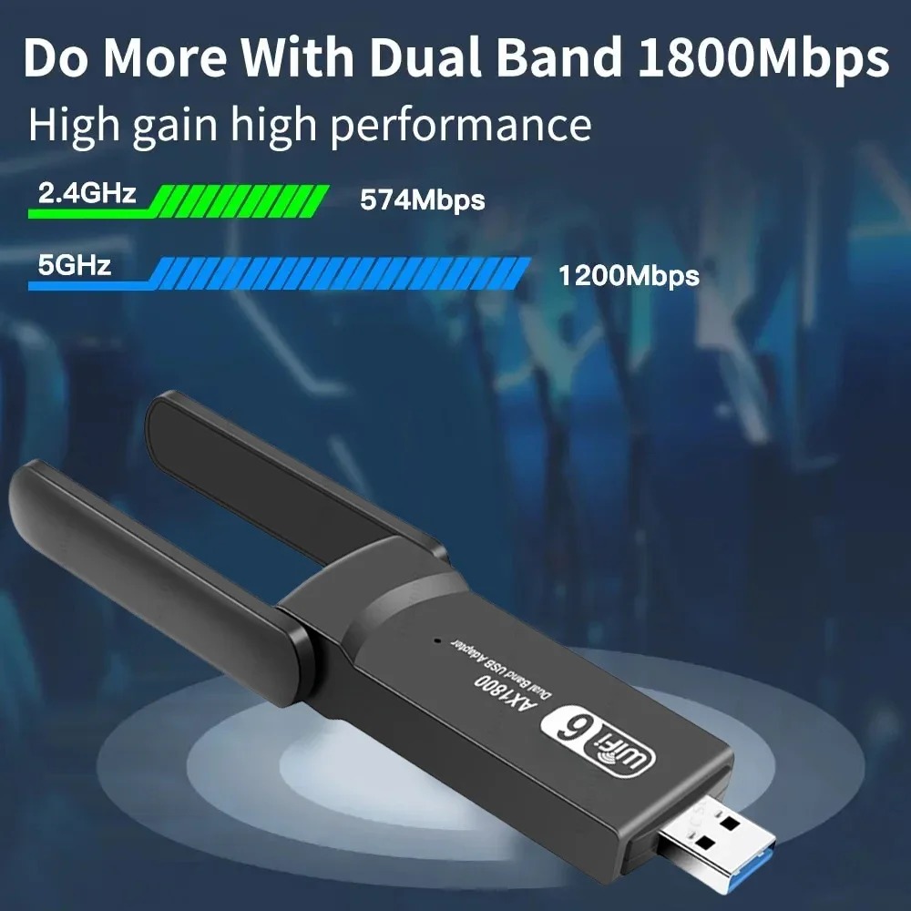 1800 Mbit/s WiFi 6 USB-Adapter Dual Band 2,4 G/5 GHz Wireless WiFi Receiver USB 3.0 Dongle Netzwerkkarte für Laptop PC Win 10/11