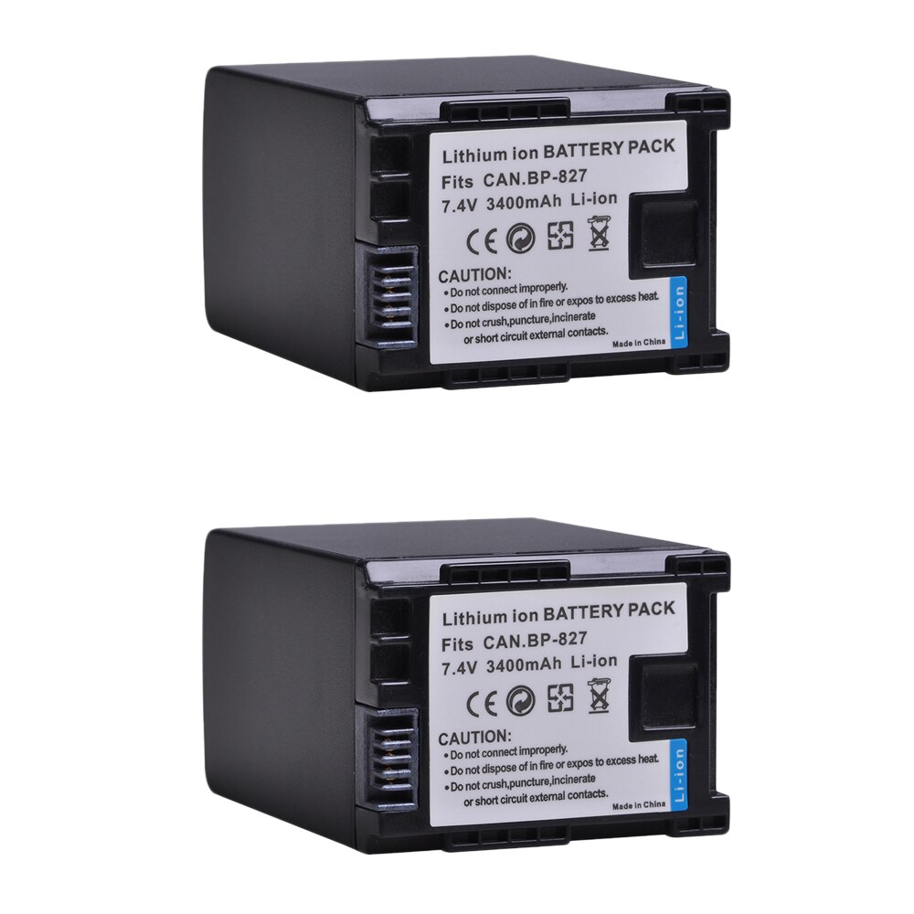 1Pc 3400mAh BP-827 BP827 Batteria per Canon HG31 XA10 HF20 HF10 HF100 HF100E HG20 HG21 HF11 HFS100 BP 827 BP-808 BP-809 BP-819: 2x Battery