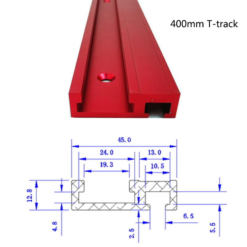 400/600/800mm t-spor træbearbejdning i aluminiumslegering t-slot geringsspor med skala / geringssporstop til træbearbejdningsfræsebord: 400mm t-spor